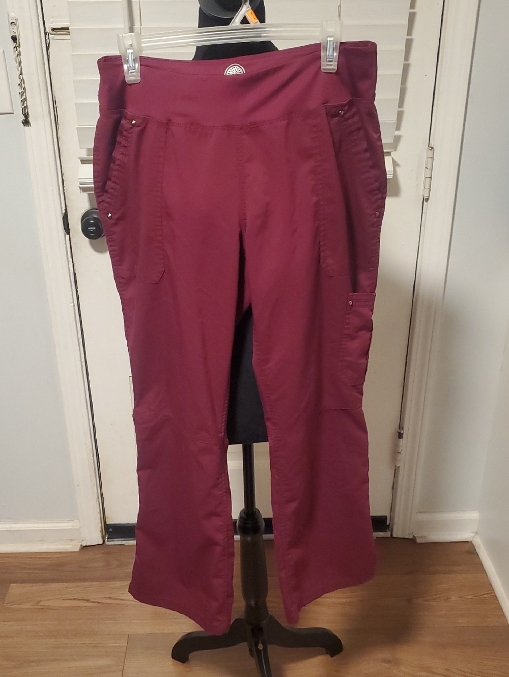 healing hands Maroon Boot-Cut Cargo Scrub Pants - Picture 1 of 9